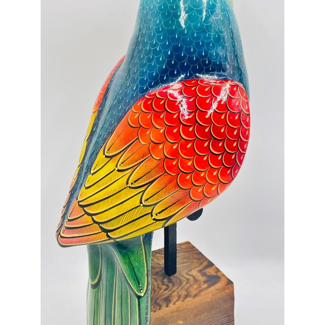 Vintage Sergio Bustamante Papier Mâché Parrot Sculpture, Mexican Modernism For Sale - Image 15 of 18