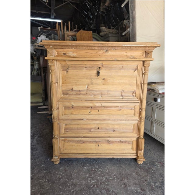 Swedish Gustavian Style Natural Finish Drop Front Desk For Sale - Image 16 of 16