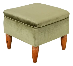 French Art Deco Square Velvet Upholstered Footstool