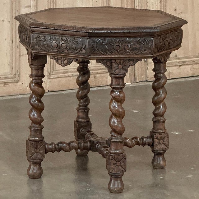 Early 20th Century Antique French Renaissance Octagonal Barley Twist Table For Sale - Image 5 of 17