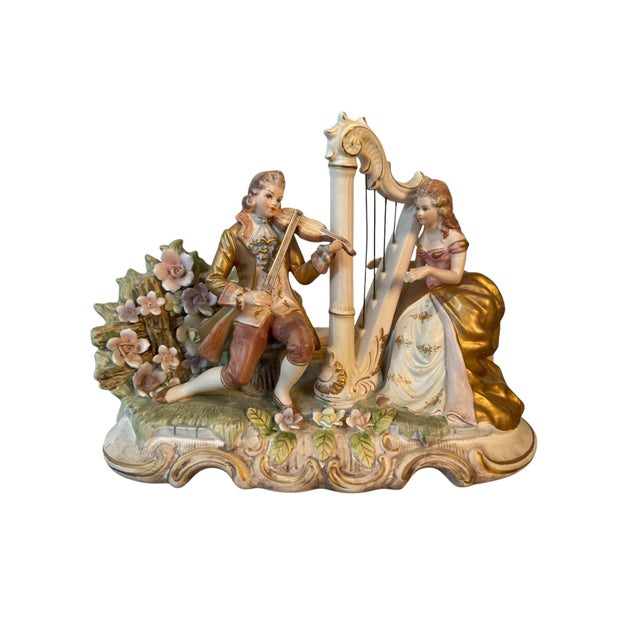 Rococo Vintage Lenwile Ardalt Artware Japan Musical Figurine Lamp & Music Box #7857 For Sale - Image 3 of 10