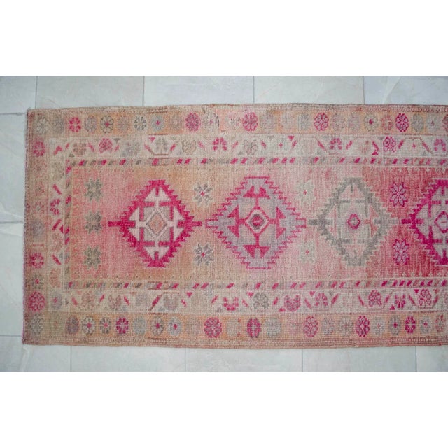 Textile 1970s Pink Kurdish Herki Hand-Knotted Distressed Runner For Sale - Image 7 of 12