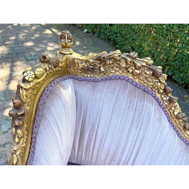 1950s French Louis XVI Pink Velvet Corner Settee For Sale - Image 11 of 16