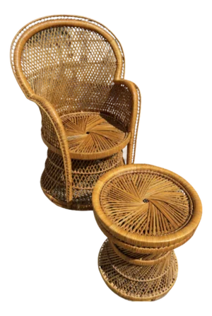 Peacock Chair and Matching Ottoman - Set