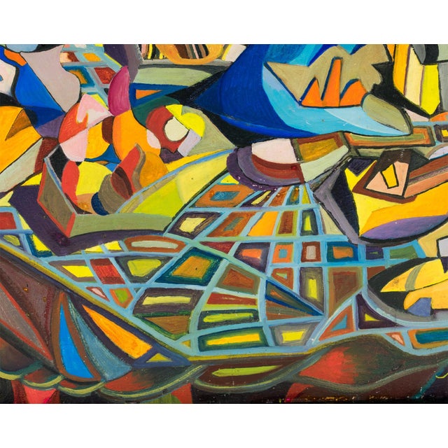 Wood Colorist Still Life Post-Cubist Oil Painting by A. Rigollot, 1961 For Sale - Image 7 of 18