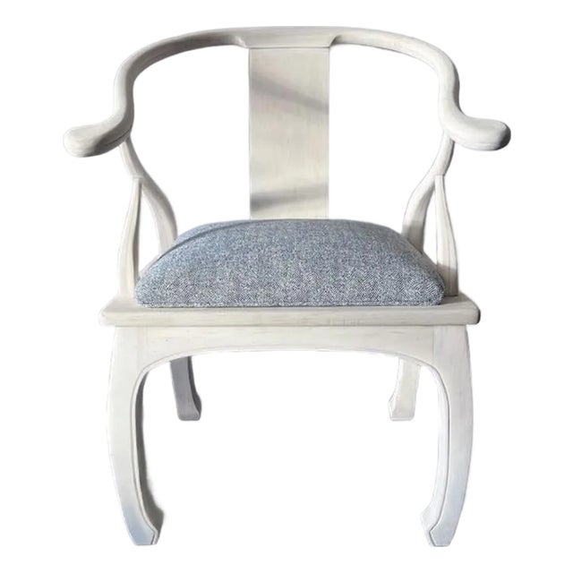 Chinoiserie James Mont Style Ming Horseshoe Chair For Sale