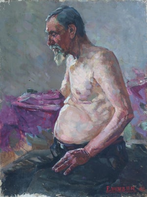 Soviet Man Portrait, Original Oil Painting, Socialist Realism Art 79.5-60