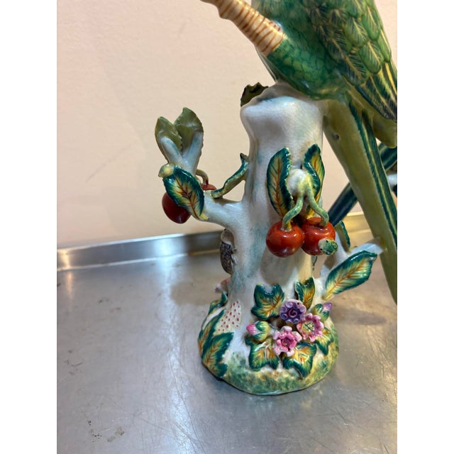 Wong Lee Style Green Chinoiserie Parrot Sculptures, Set of 2 For Sale - Image 4 of 8