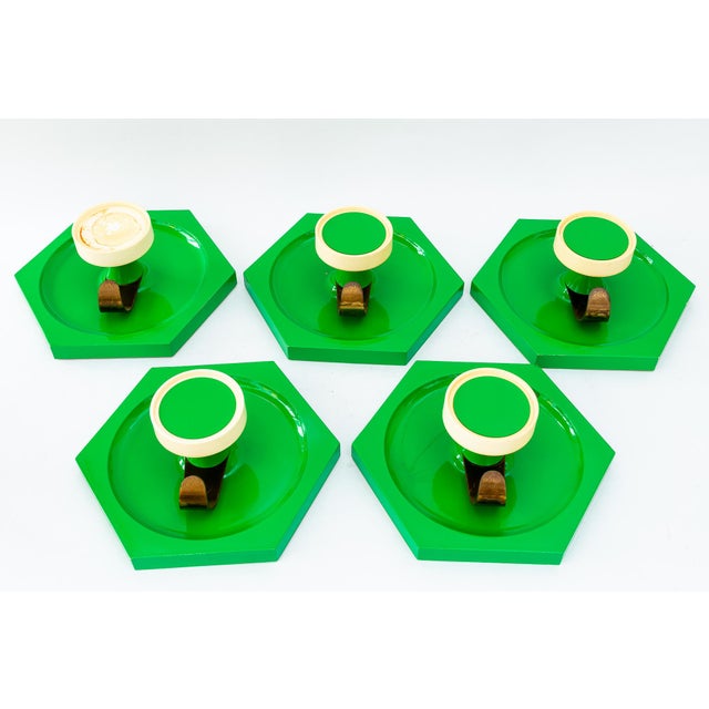 1970s Plastic Wall Hooks with Brass Hook, 1970s, Set of 5 For Sale - Image 5 of 8
