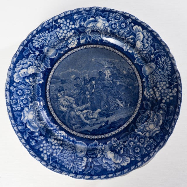 Ceramic Early 20th Century American Revolution Rowland & Marsellus Blue & White Historic Plates For Sale - Image 7 of 9