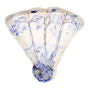 Chinoiserie Fan Shaped Studio Pottery Tea Tray by Kenneth Russell Ferguson
