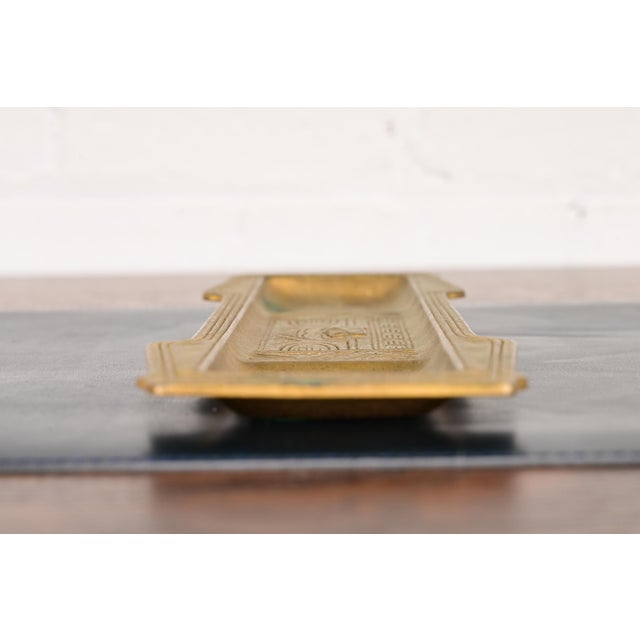Early 20th Century Tiffany Studios New York American Indian Pattern Bronze Doré Pen Tray For Sale - Image 5 of 10