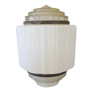 Large Art Deco Skyscaper Flush Mount Ceiling Glass Globe Pendant For Sale