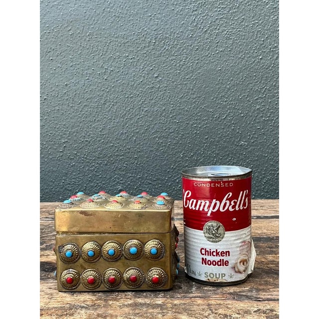 Brass Vintage Embellished Brass Box For Sale - Image 8 of 12