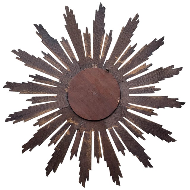 Mid-Century Modern Witches Sun Mirror in Gilded Wood, 1950s For Sale - Image 3 of 6