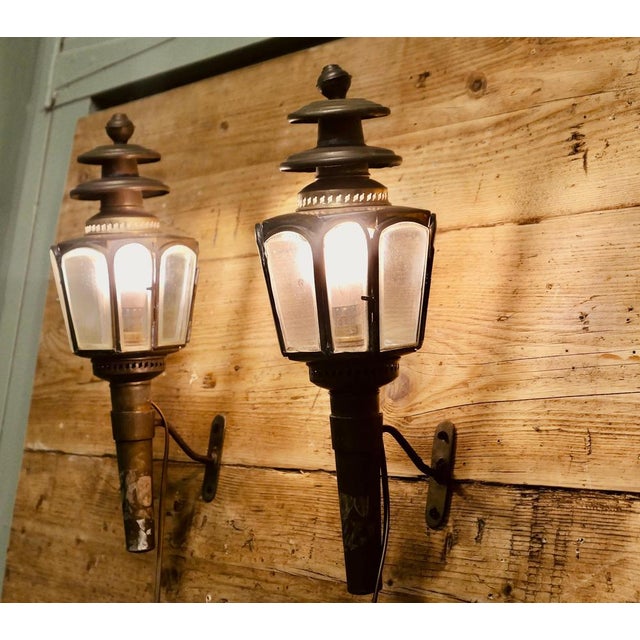 French Brass Carriage Lamps, Set of 2 For Sale - Image 3 of 8
