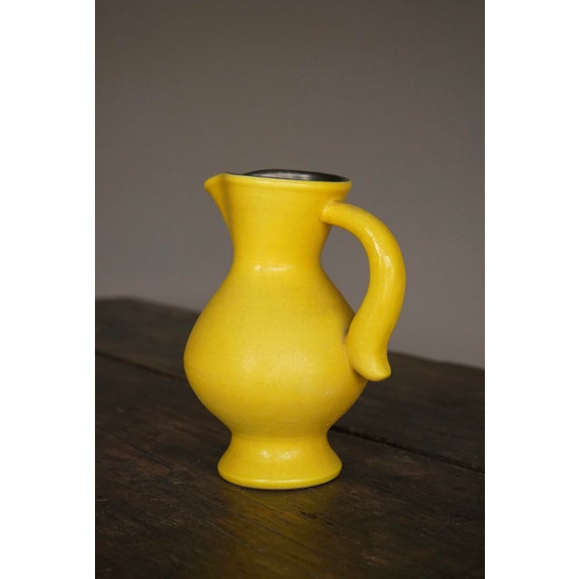 Ceramic Yellow Pitcher Jug by Pol Chambost, France, 1950s For Sale - Image 10 of 11