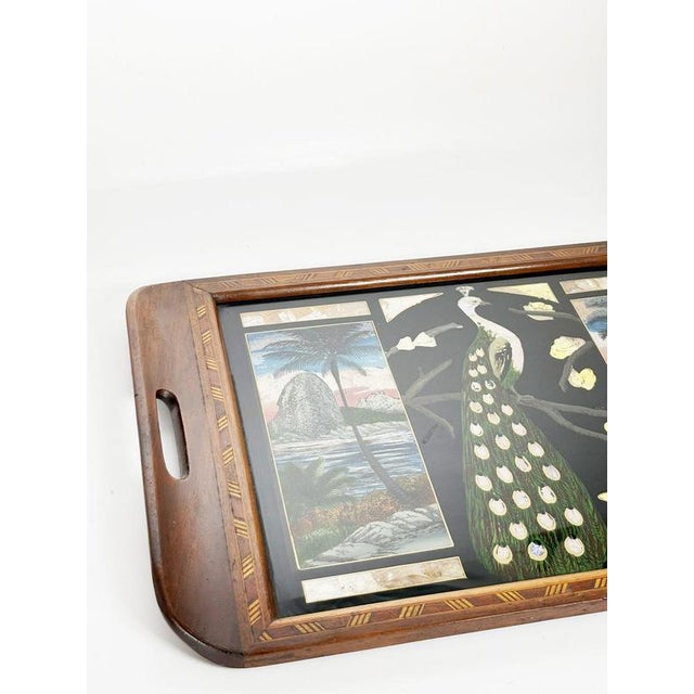 Wooden Tray with Rio De Janeiro Decoration, 1970s For Sale - Image 4 of 12