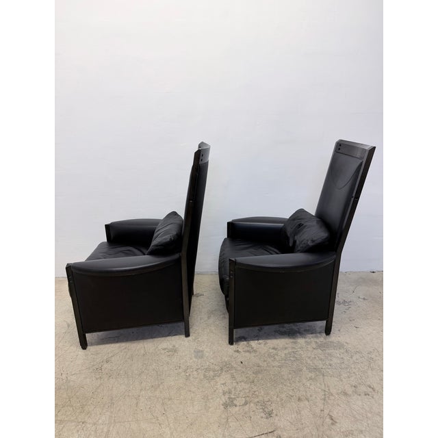 Black Umberto Asnago Black Leather Peggy Lounge Chairs for Georgetti, 1990s - A Pair For Sale - Image 8 of 18