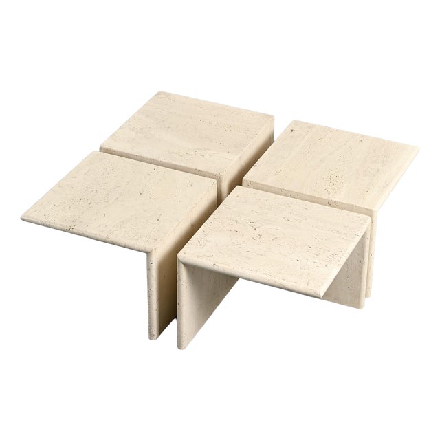 Travertine Coffee Tables, Italy, 1970s, Set of 4 For Sale