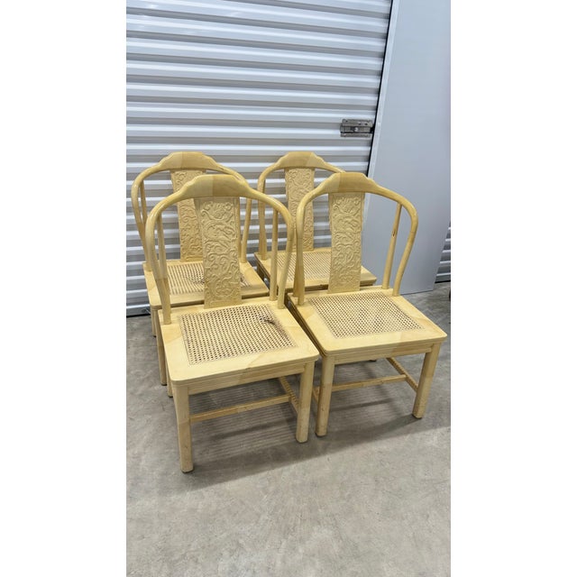 Hollywood Regency 1970s Henredon Chinoiserie Caned Dining Chairs – Set of 4 – Hollywood Regency Project For Sale - Image 3 of 13