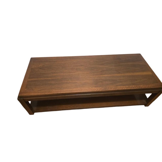 Lane Walnut Modern Coffee Table + End Tables Set, 1981 – Mid Century Revival Collection For Sale - Image 10 of 10