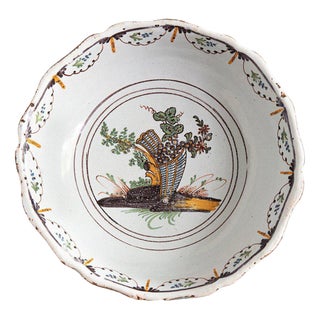 18th Century Faience Pannier Serving Bowl from Nevers For Sale