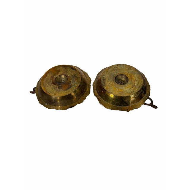 Vintage Brass Candlestick Holder With Finger Loop - A Pair For Sale - Image 4 of 4
