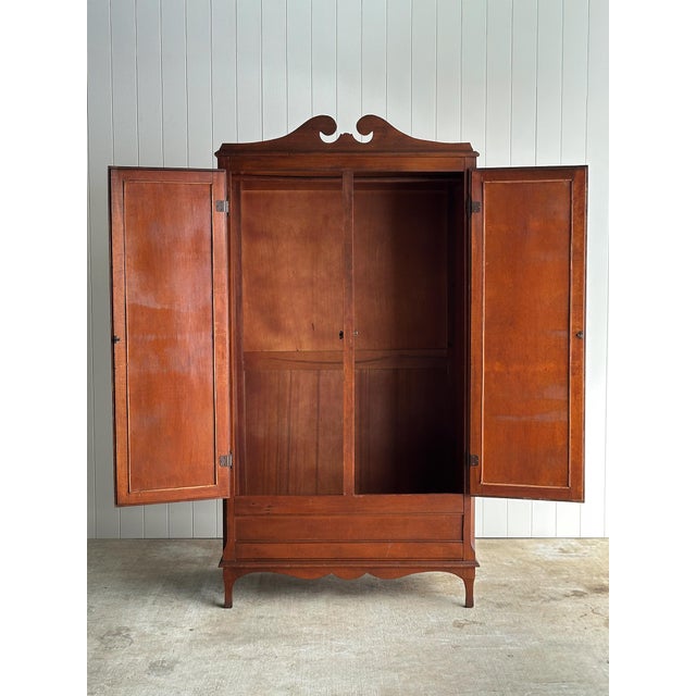 Brown Late 19th Century Antique Mahogany Wardrobe Armoire With Original Mirrors For Sale - Image 8 of 16