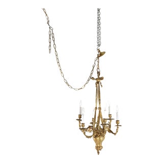 Antique French Louis XIV Style Gilt Bronze Chandelier Circa 1920 For Sale