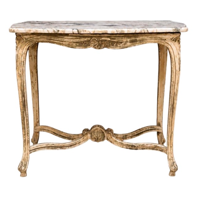 20th Century French Louis XV Style Table With Marble Top For Sale