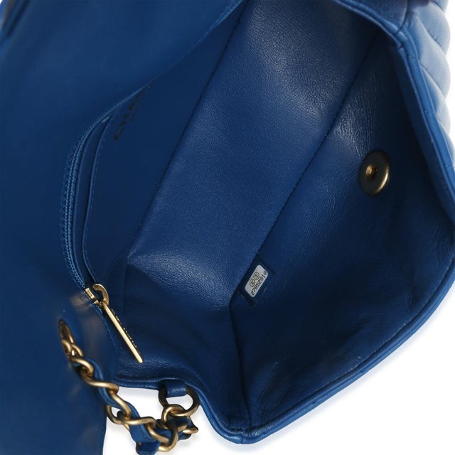 Blue Blue Lambskin Chevron Mini Rectangular Flap Bag For Sale - Image 8 of 9