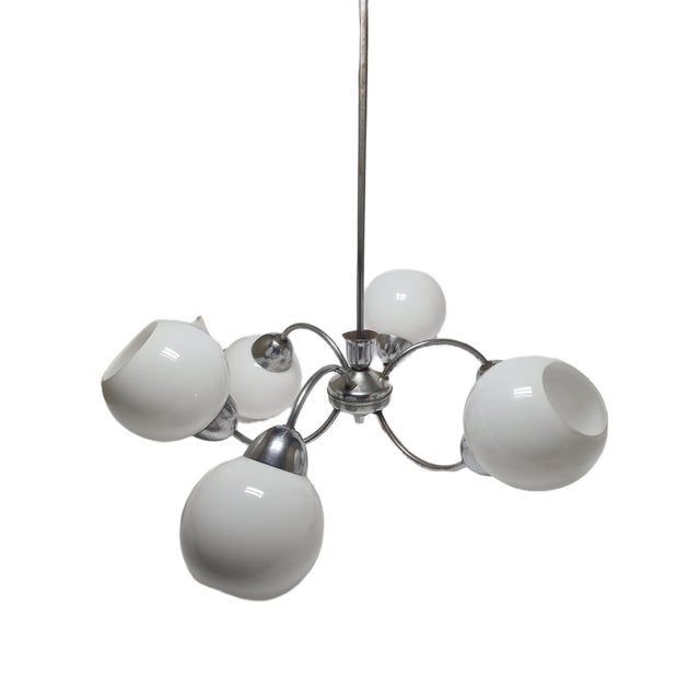 Art Deco Style Chandelier, Poland, 1960s For Sale - Image 3 of 13
