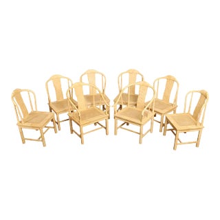 1980s Henredon 'Folio 16' Asian Style Painted Horseshoe Dining Chairs - Set of 8 For Sale
