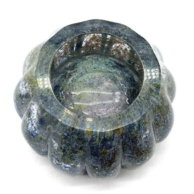 Mouth-Blown Murano Glass Bowl with Framed Bubbles, 1960s For Sale - Image 12 of 13