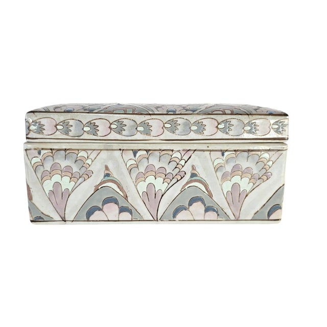 Late 20th Century Chinese Peacock Porcelain Box Large Raised Motif 3-D 8.5" For Sale - Image 5 of 12