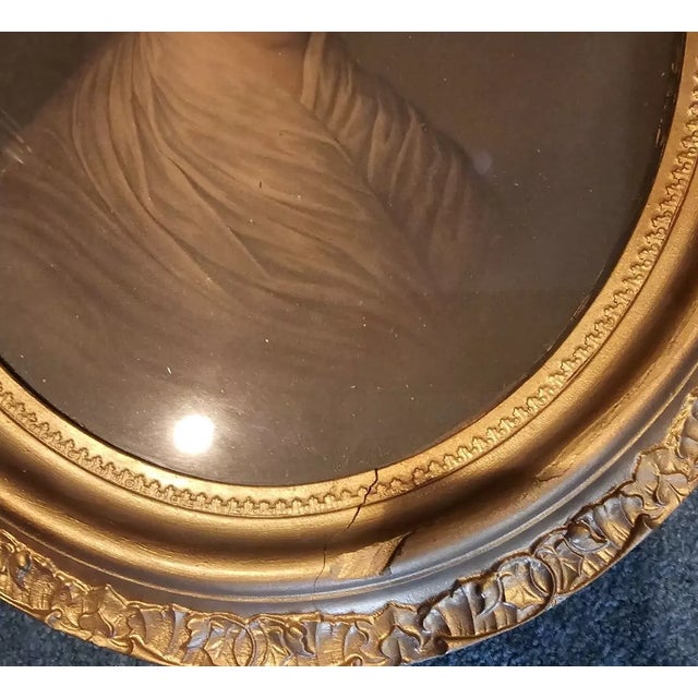 Textile e.c. Middleton 1864 Warranted Oil Color George and Martha Washington Gold Frame For Sale - Image 7 of 10