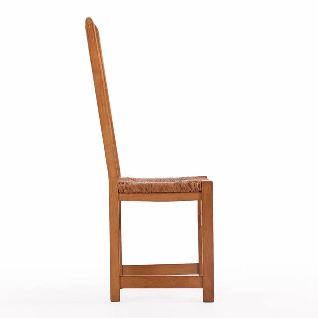 1950s French Oak & Rush Ladder-Back Dining Chairs - Set of Six For Sale In Philadelphia - Image 6 of 7