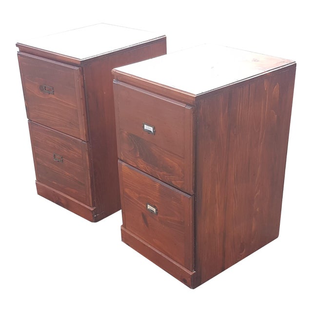 1970s Pair Antique Handmade Cherry Filing Chairish