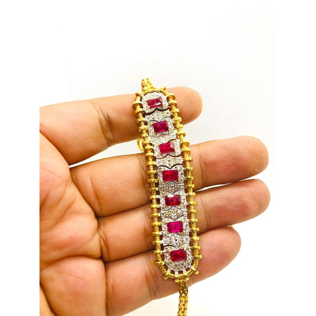 Bochic “Vintage Retro” Natural Rubies from Africa & Diamonds Set In 18K Gold & Silver For Sale - Image 12 of 12