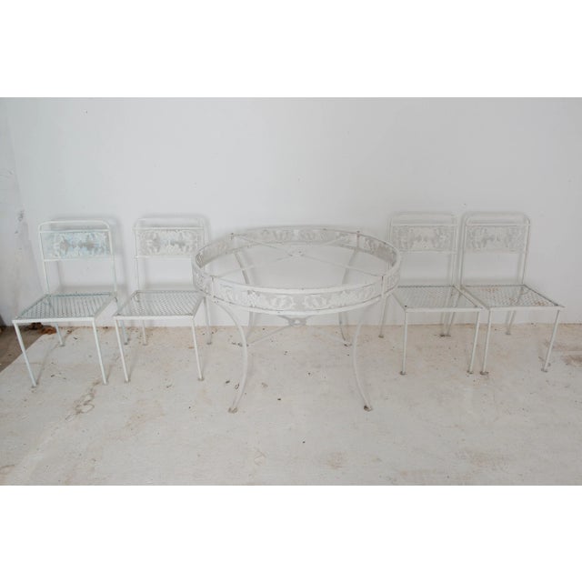 Molla Wrought Iron, Glass Top Table, Four Chairs, 1940s For Sale - Image 9 of 12
