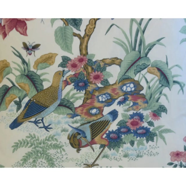 Chinoiserie Schumacher Asian Chinoiserie Birds& Botanical Floral Feather/Down Pillow 24" Square For Sale - Image 3 of 4