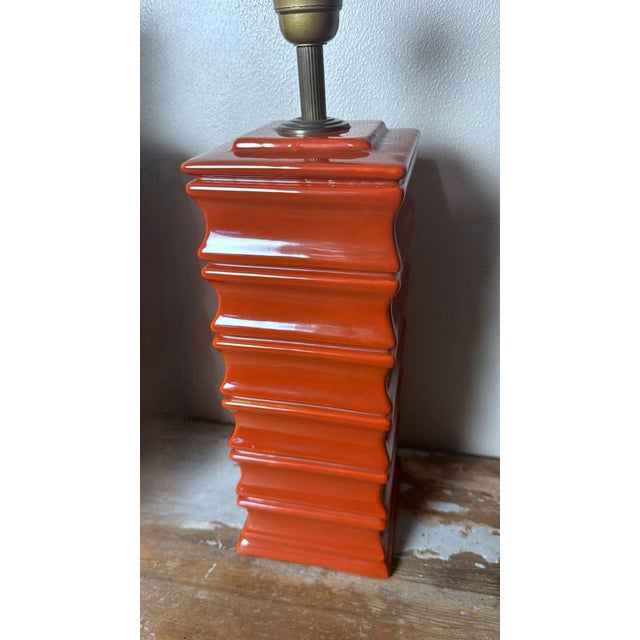 Red Pair of 1970s Artisan Italian Red Glazed Ceramic Lamps For Sale - Image 8 of 12