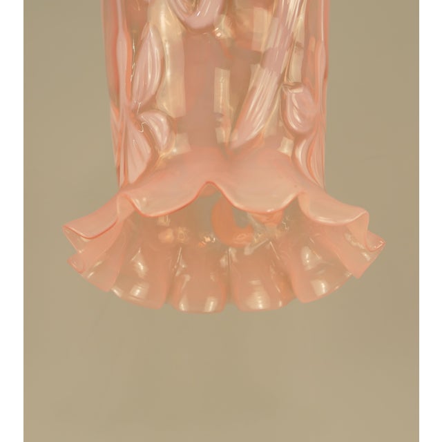 Art Nouveau Pendant Lamp with Floral Opal Glass Shade, Vienna, 1910s For Sale - Image 5 of 8