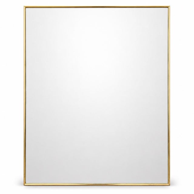 Hollywood Regency Hollywood Regency Thin Brass Frame Wall Mirror For Sale - Image 3 of 8