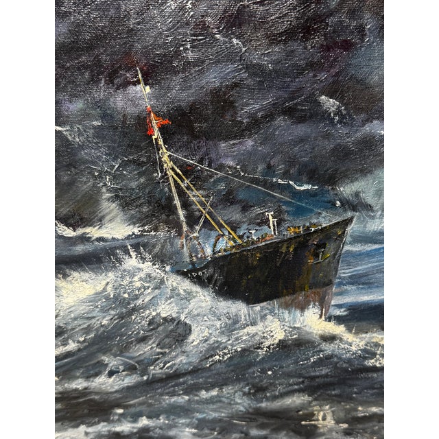 Oil Painting Kingston Peridot (H591), Fishing Trawler Tragedy Lost in the Arctic Gale, January 1968 Framed For Sale - Image 11 of 18