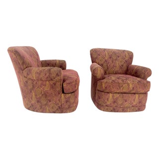 Pair Barrel Round Back Swivel & Rocking-Gliding Tub Lounge Chairs Baughman MINT! For Sale