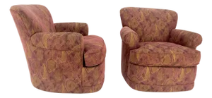 Pair Barrel Round Back Swivel & Rocking-Gliding Tub Lounge Chairs Baughman MINT!