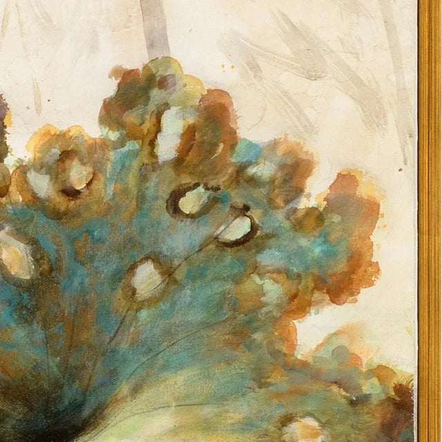 Oil painting on canvas, gold frame set of 3 panels