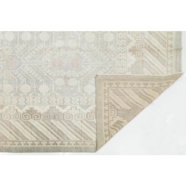 Modern 17x20 Modern Khotan Style Hand-Knotted Wool Area Rug – Geometric Neutral Palette For Sale - Image 3 of 11